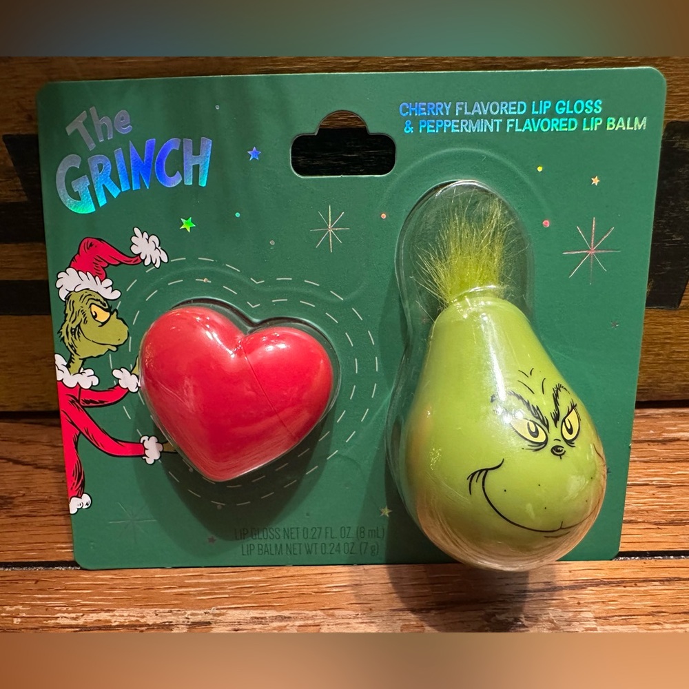 TASTE BEAUTY X DR SEUSS:THE GRINCH 2-PK LIP GLOSS-CHERRY, PPMNT EXTRMLY RARE
